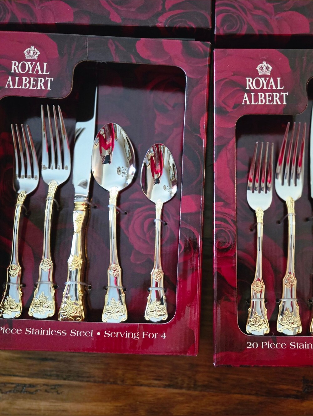 Royal Albert Gold and Silver Ornate Stainless Flatware Set